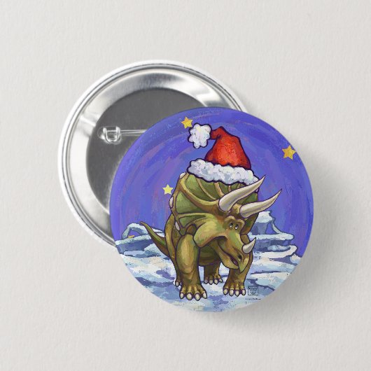 Triceratops Kerstmis Ronde Button 5,7 Cm (Voorkant /achterkant)