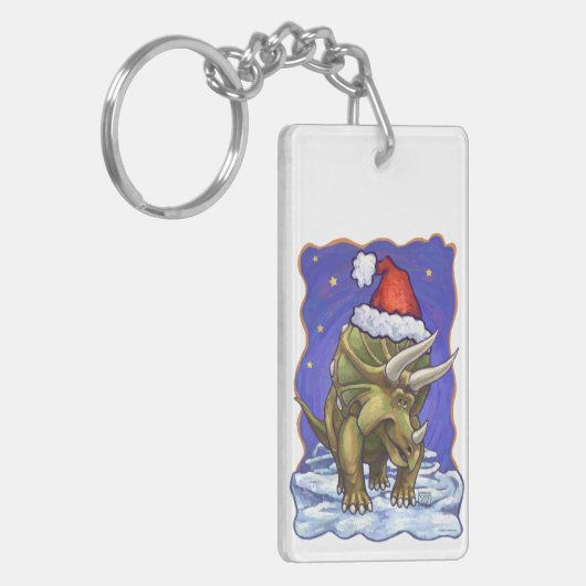 Triceratops Kerstmis Sleutelhanger (Voorkant Links)