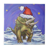 Triceratops Kerstmis Tegeltje (Voorkant)