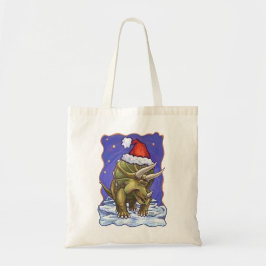 Triceratops Kerstmis Tote Bag (Voorkant)