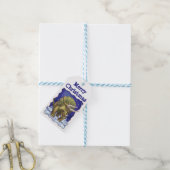 Triceratops met kerstcadeaus cadeaulabel (Met Touw)
