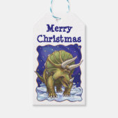 Triceratops met kerstcadeaus cadeaulabel (Voorkant)