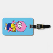 Triceratops Nerd met rugzak en handboek. Bagagelabel (Voorkant horizontaal)