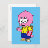 Triceratops Nerd met rugzak en handboek. Briefkaart (Voorkant / Achterkant)