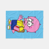 Triceratops Nerd met rugzak en handboek. Fleece Deken (Voorkant (Horizontaal))