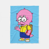 Triceratops Nerd met rugzak en handboek. Fleece Deken (Voorkant)