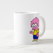 Triceratops Nerd met rugzak en handboek. Grote Koffiekop (Voorkant rechts)