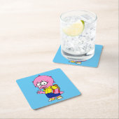 Triceratops Nerd met rugzak en handboek. Kartonnen Onderzetters (Insitu)