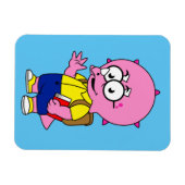 Triceratops Nerd met rugzak en handboek. Magneet (Horizontaal)