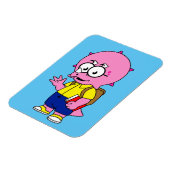 Triceratops Nerd met rugzak en handboek. Magneet (Linkerzijde)