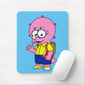 Triceratops Nerd met rugzak en handboek. Muismat (Met muis)