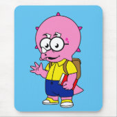 Triceratops Nerd met rugzak en handboek. Muismat (Voorkant)