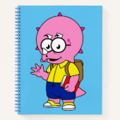 Triceratops Nerd met rugzak en handboek. Notitieboek (Voorkant)