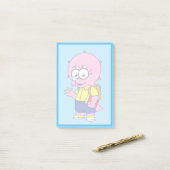 Triceratops Nerd met rugzak en handboek. Post-it® Notes (Op bureau)