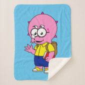 Triceratops Nerd met rugzak en handboek. Sherpa Deken (Voorkant)