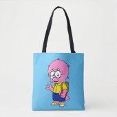Triceratops Nerd met rugzak en handboek. Tote Bag (Voorkant)