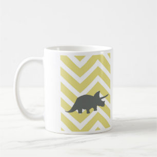 Triceratops op zigzag chevron - Geel Koffiemok