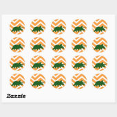 Triceratops op zigzagchevron - Geel Ronde Sticker (Vel)