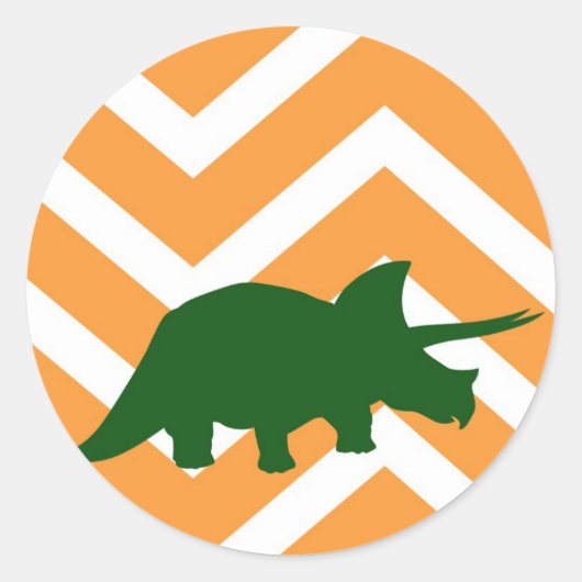 Triceratops op zigzagchevron - Geel Ronde Sticker (Voorkant)