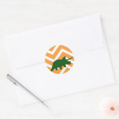 Triceratops op zigzagchevron - Geel Ronde Sticker (Envelop)