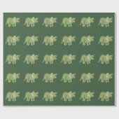 Triceratops Pattern Dark Green Wrapping Paper Cadeaupapier (Vlak)
