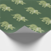 Triceratops Pattern Dark Green Wrapping Paper Cadeaupapier (Hoek)