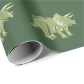 Triceratops Pattern Dark Green Wrapping Paper Cadeaupapier (Rol Hoek)
