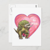 Triceratops Red Rose Heart Briefkaart (Voorkant / Achterkant)
