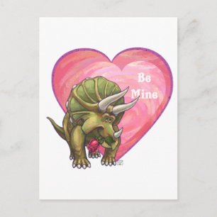 Triceratops Red Rose Heart Briefkaart