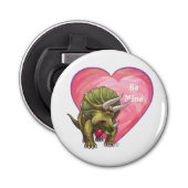 Triceratops Red Rose Heart Button Flesopener (Voorkant)
