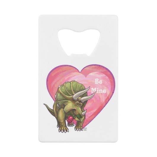 Triceratops Red Rose Heart Creditkaart Flessenopener (Voorkant)