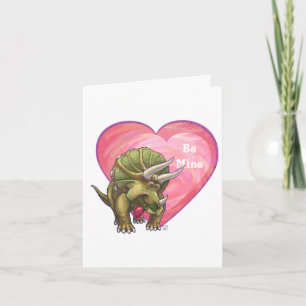 Triceratops Red Rose Heart Feestdagen Kaart