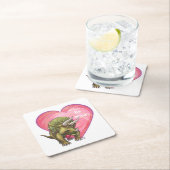 Triceratops Red Rose Heart Kartonnen Onderzetters (Insitu)