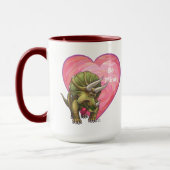 Triceratops Red Rose Heart Mok (Links)
