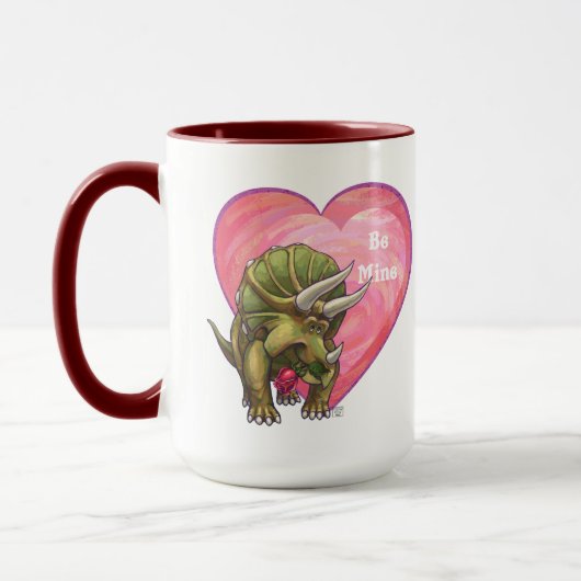 Triceratops Red Rose Heart Mok (Links)