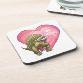 Triceratops Red Rose Heart Onderzetter (Linkerzijde)