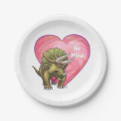 Triceratops Red Rose Heart Papieren Bordje (Voorkant)