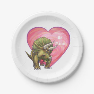 Triceratops Red Rose Heart Papieren Bordje