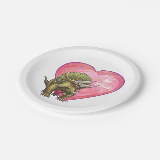 Triceratops Red Rose Heart Papieren Bordje (Gekanteld)