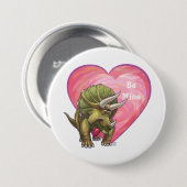 Triceratops Red Rose Heart Ronde Button 7,6 Cm (Voorkant /achterkant)