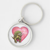 Triceratops Red Rose Heart Sleutelhanger (Voorkant)