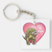 Triceratops Red Rose Heart Sleutelhanger (voorkant)