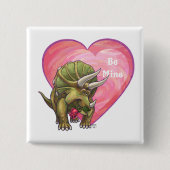 Triceratops Red Rose Heart Vierkante Button 5,1 Cm (Voorkant)