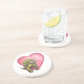 Triceratops Red Rose Heart Zandsteen Onderzetter (Zijkant)