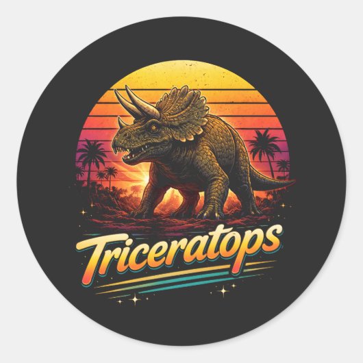 Triceratops Ronde Sticker (Voorkant)