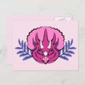 Triceratops  Roze Dinosaur Briefkaart (Voorkant / Achterkant)