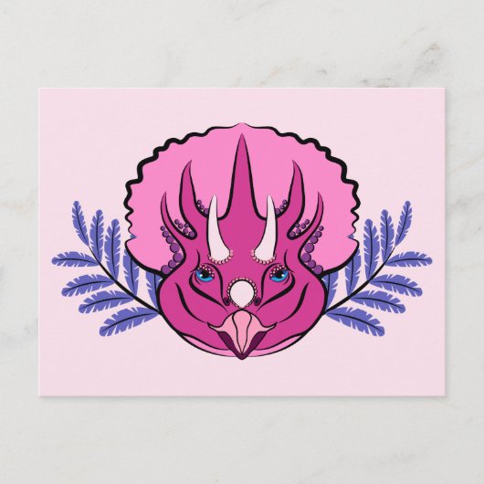 Triceratops  Roze Dinosaur Briefkaart (Voorkant)