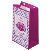 Triceratops Roze Dinosaur en Leaf Pattern Klein Cadeauzakje (Voorkant Gekanteld)