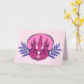 Triceratops Roze Dinosaur Girl Birthday Kaart (Gele Bloem)