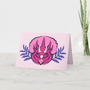 Triceratops  Roze Dinosaur Girl Birthday Kaart